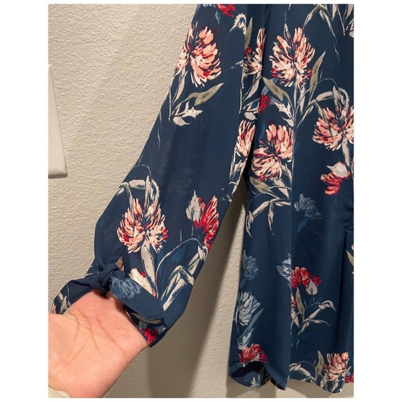 IVANKA TRUMP Blue Floral Chiffon Buttons Blouse - Picture 3 of 4